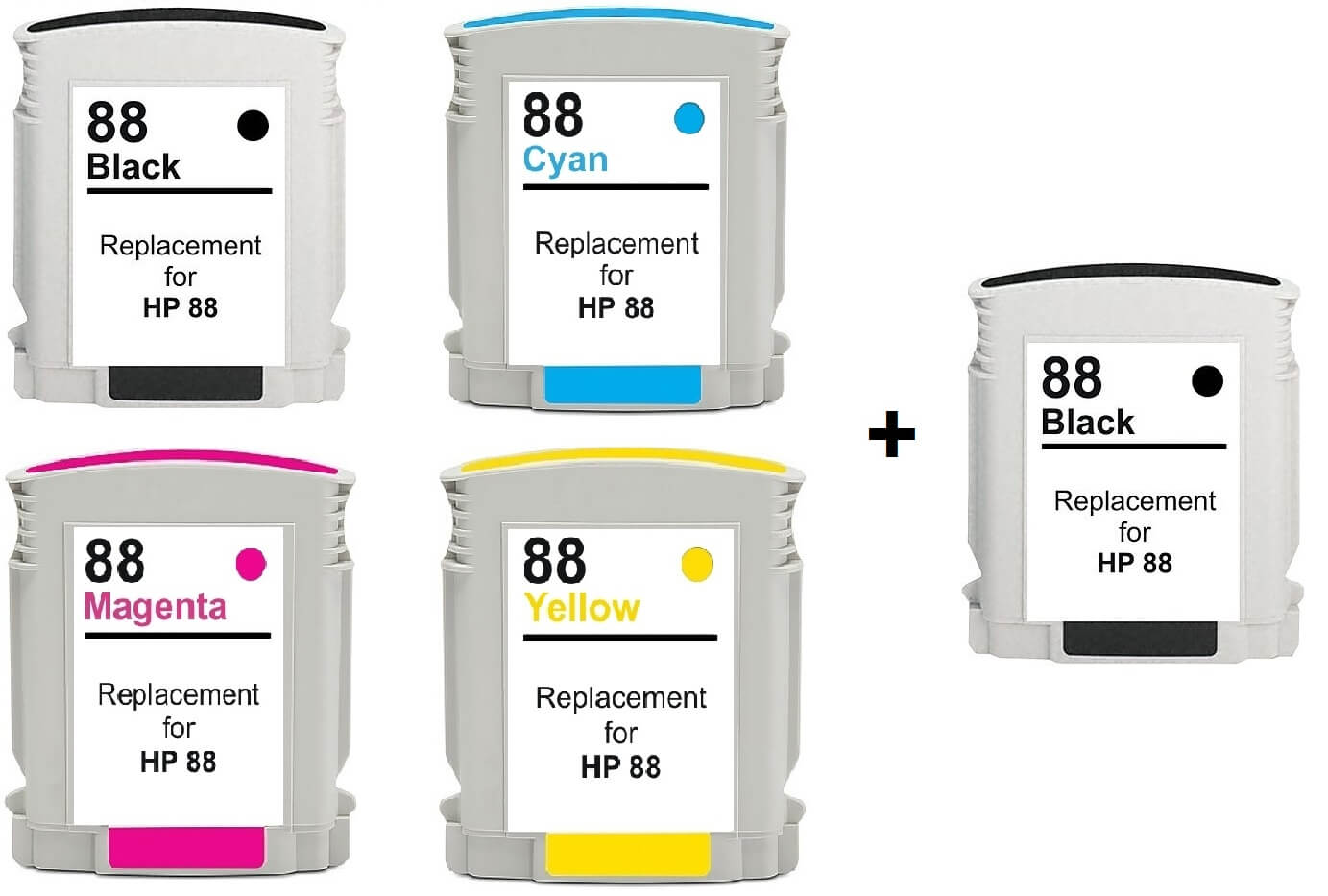 Compatible HP 88XL Full Set Of Ink Cartridges + EXTRA BLACK 